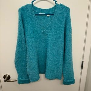 Anthropologie Sleeping on Snow Blue Wool Alpaca Sweater
